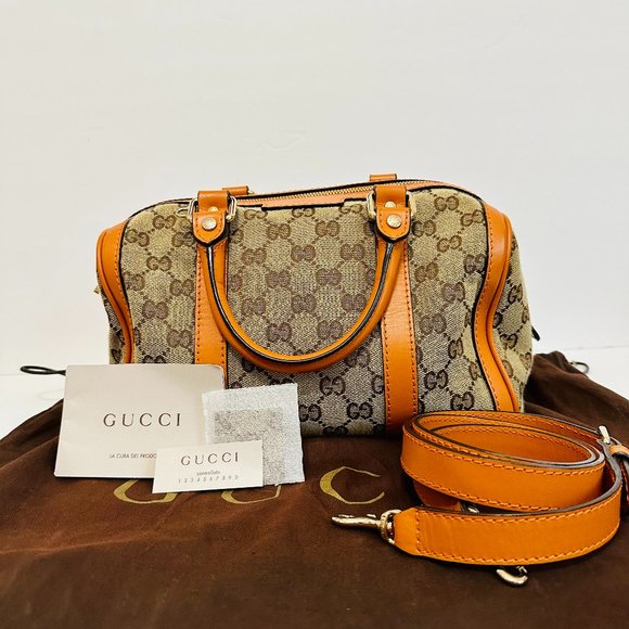 GUCCI SIGNATURE BOSTON BAG WITH DUST BAG MADE IN ITALY - Picture 1 of 15